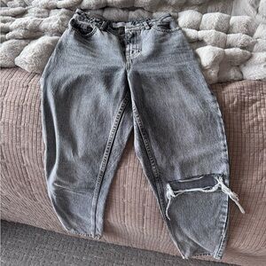 Topshop Gray Distressed mom Jeans